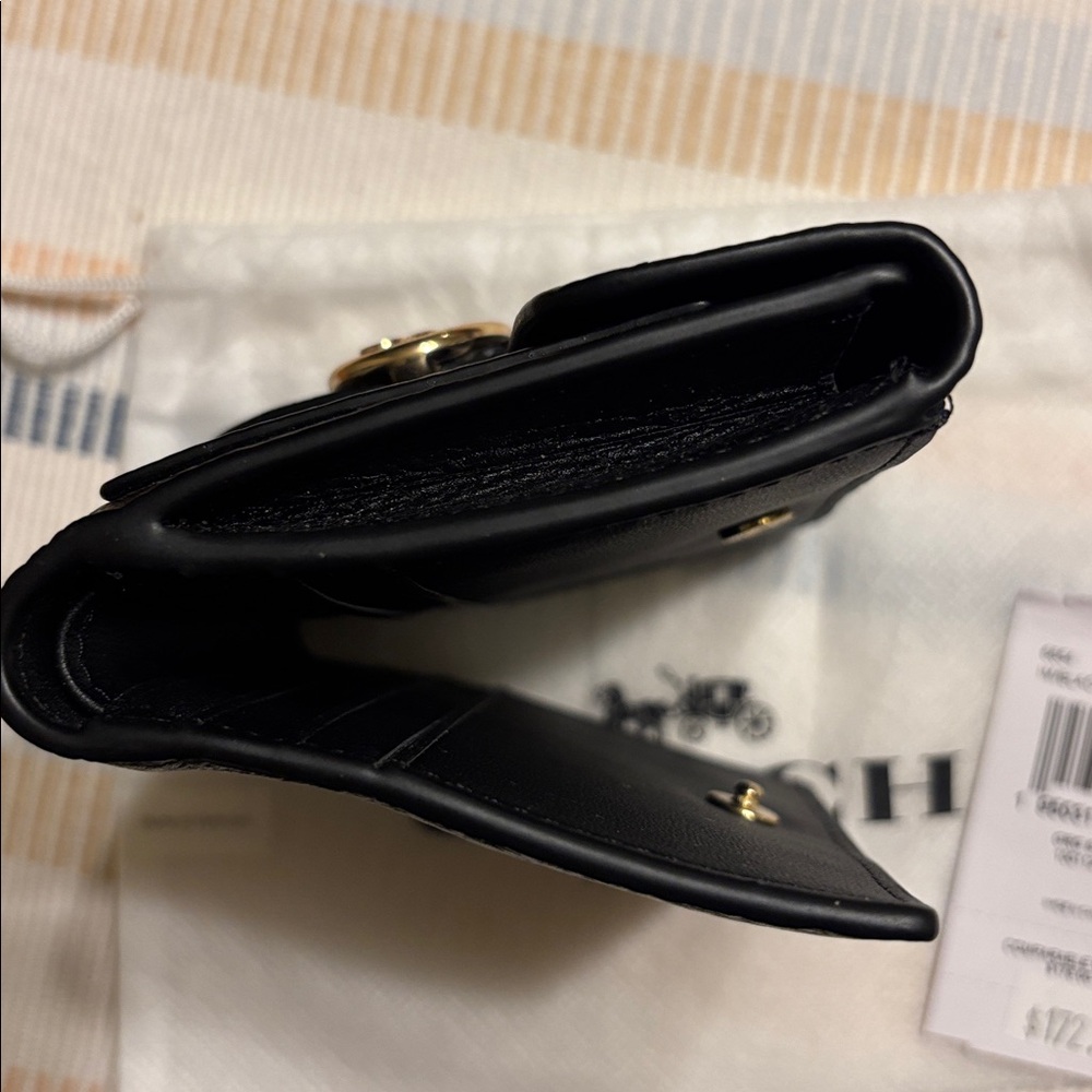 Coach Black Snap Wallet with Gold Horse and Carriage Buckel (Georgie) - Picture 5 of 9